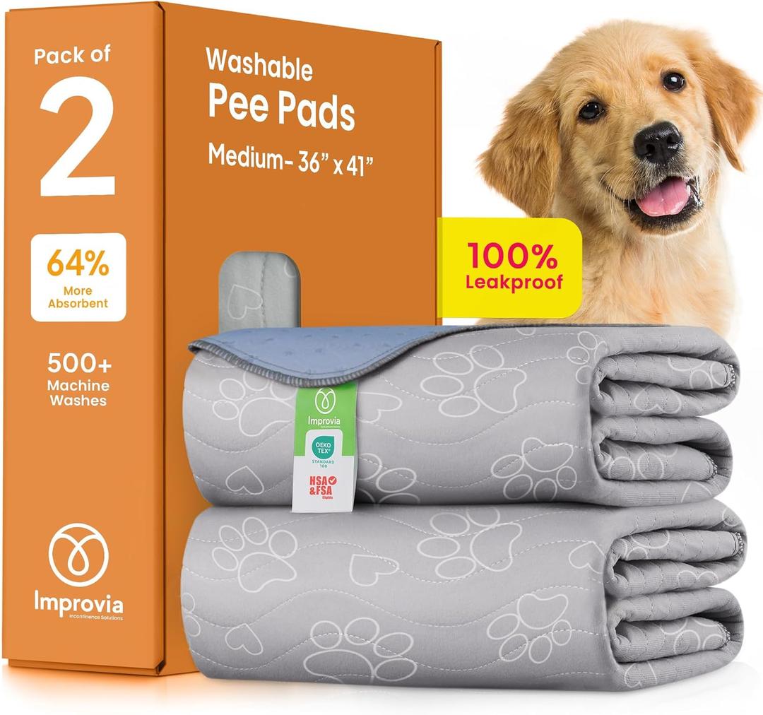 IMPROVIA Reusable Puppy Pad  Waterproof, Extra-Absorbent, Washable Pee Pad for Dog Training, Whelping, & More  Protect Your Floors & Pet with Quick-Drying Potty Pad (Medium - 36"x41")