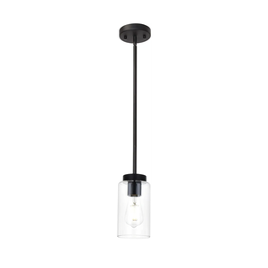 One Light Chandeliers Modern Clear Glass Pendant Lighting Black Dining Room Lighting Fixtures Hanging Contemporary Lamp Semi Flush Mount Ceiling Lights