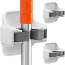 reliahom 3 Pack Broom Holder Wall Mount Mop Grippers No Drilling Self Adhesive Anti-Slip Mop Handle Hanger Dustpan and Broom Organizer Garage Storage Racks-White