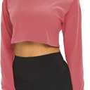 Mippo Long Sleeve Crop Tops Workout Athletic Gym Shirts Cropped Sweatshirts for Women (Pink, XL)