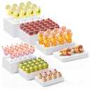 Leinuosen 7 Pcs Large Buffet Risers Set 6" to 12" Rectangle Acrylic Display Box Catering Dessert Table Riser Food Display Decorative Stand with Hollow Bottom for Catering Supplies(White)