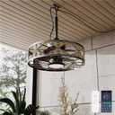 Boho Outdoor Ceiling Fans for Patios, 20 Inch Waterproof Plug In Ceiling Fan with Light, 3CCT, Rattan Caged Gazebo Fan Light with Remote and App Control, 6 Speed Reversible for Pergola, Porch, Indoor