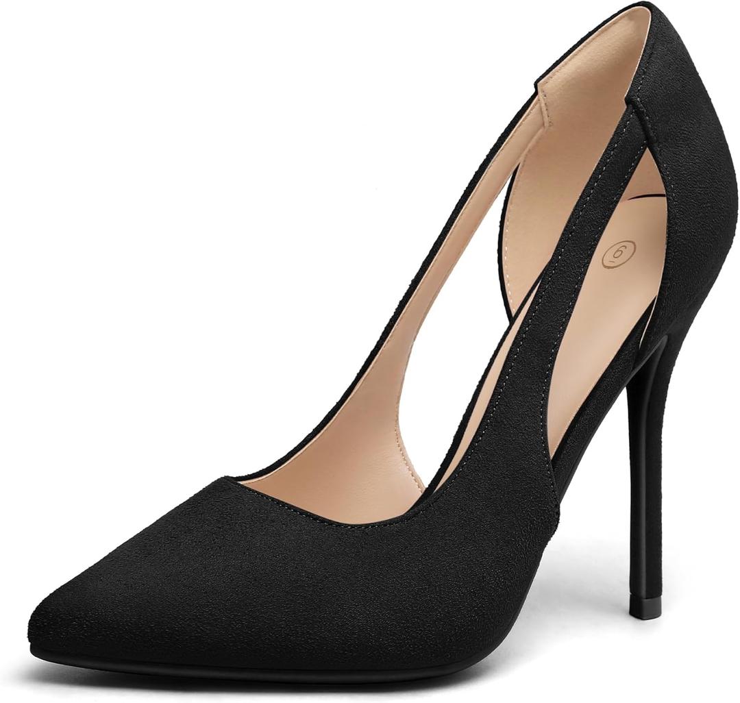 mysoft Women's Stiletto Heels Pumps Closed Toe 4IN Cut Out High Heels Pointed Toe Dress Shoes (6)