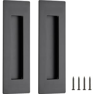 Ravinte 2 Pack Black Sliding Closet Door Handles Black Flush Pulls 7in Length Recessed Finger Pulls for Sliding Barn Door Sqaure Cabinet Pulls Stainless Steel (180mm)