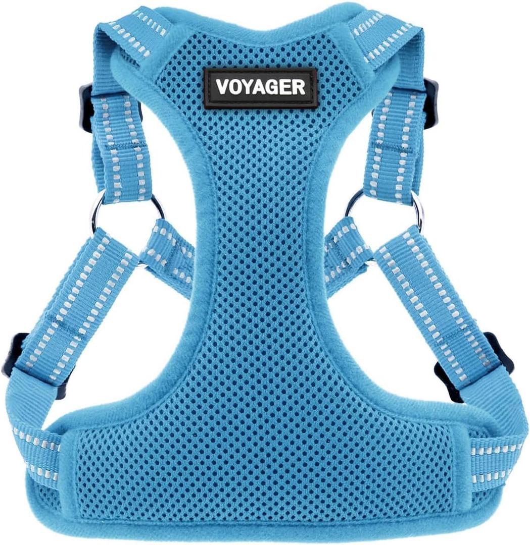 Best Pet Supplies Voyager Adjustable Dog Vest Harness Breathable No Pull Harness for Small, Medium, Large Dogs, Harness for Walking, Jogging, Easy Step-In, Reflective Stripes - Baby Blue, M (M (Chest: 17 - 21"))