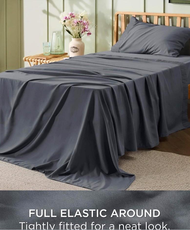 Bedsure  GentleSoft™ Ruched Bed Sheets 3 Pieces, Size King, Grey
