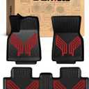 Premium Color TPE Floor Mats 3-PCS Custom Fit for Tesla Model Y Juniper Accessories 2025 2026 | Not Just Black, Racing Red Wing Design | Car Mat Full Set Front & Rear | All-Weather Protection