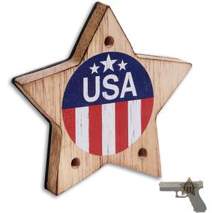 DGWJSU Gun Magnet Mount 35 lbs Rating, Real Wood Gun Magnet, Hidden Magnet Gun Mount for Pistol, Rifle, Shotgun, Using in Wall Gun Rack, Car, Truck, Safe, Desks, Gun Gifts- Pentagon(1-Pack