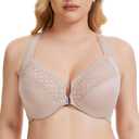 Oscrenia Plus Size Racerback Front Closure Bra for Women Unlined Underwire Wide Strap 38C