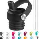 RRegeny Straw Lid fits Hydro Flask Standard Mouth, 21 24 oz, Sports Flex Cap Water Bottle Accessories Replacement Top (Black)