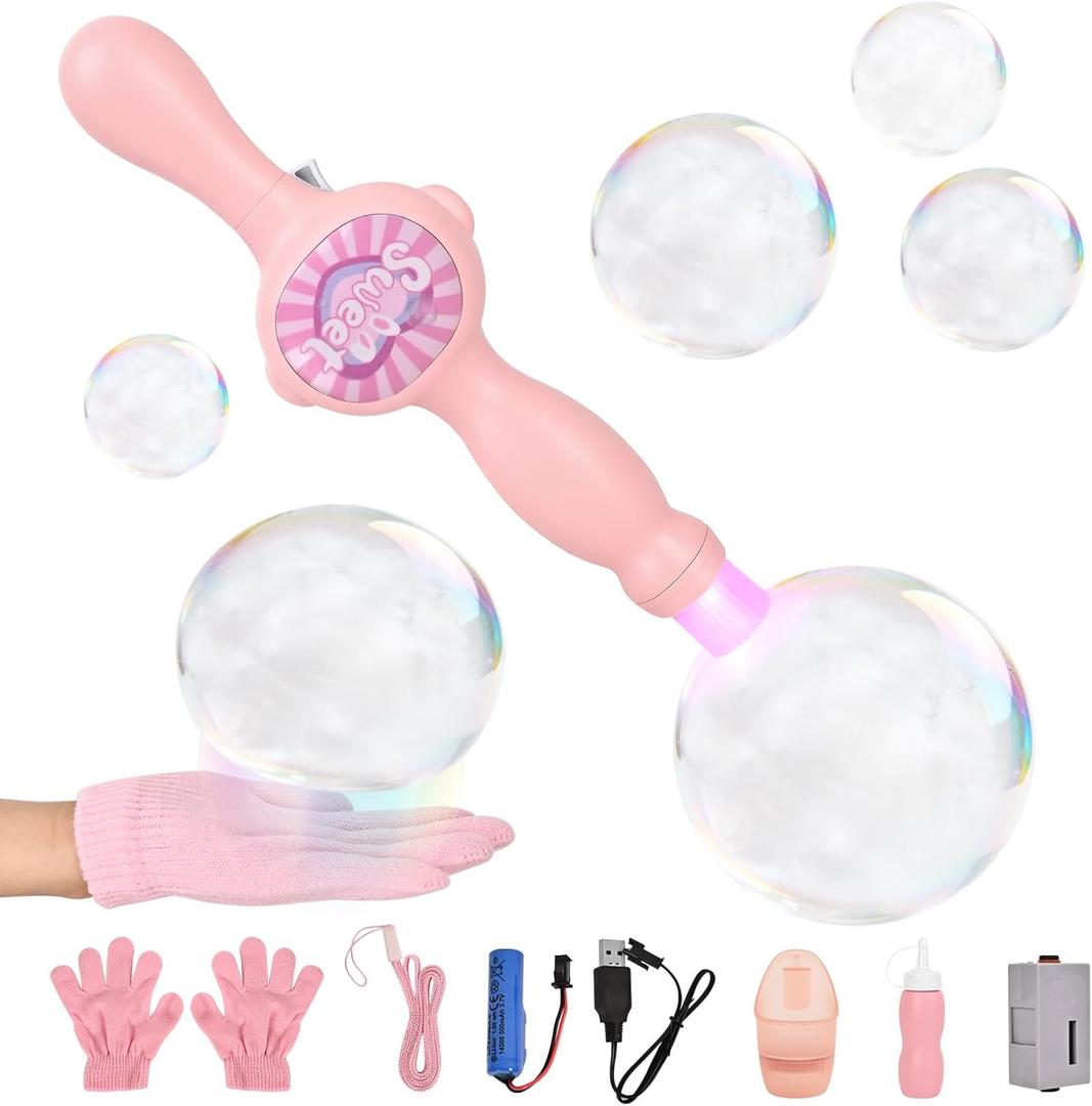 Elastic Bubble Fog Wand,Fog Bubble Machine,Bubble Machine,Fun Science Experiments, Kids Toys, Parent-Child Interaction (Pink)