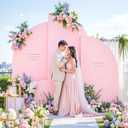 Light Pink Half Moon Arch Covers Wedding Arch Backdrop Cover for Weddings Birthday Parties Baby Showers Events 5ft Pink Half Arch Fabric Cover Set