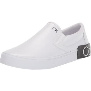 Calvin Klein Men's Ryor Sneaker (10.5, White Tumbled Leather 143)