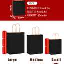 Bakepacker 100-Pack Small Size Gift Paper Bags with Handles Bulk 8.3"x6"x3.17" Black Party Kraft Shopping Bags