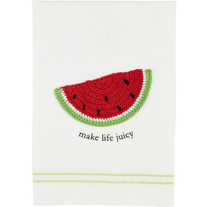 Mud Pie Watermelon Fruit Crochet Towel; 21" x 14"