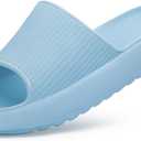 Comwarm Cloud Slide Sandals for Women Men Ultra Comfort Recovery Pillow Slippers Soft Summer Beach Shoes with Low Arch Support (Blue, L)