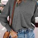 Dokotoo Womens Fashion Women's T-Shirts Long Sleeve Crop Tops Trendy Tshirts Long Sleeve Tops Summer Fall 2025 Fashion (Gray, S)