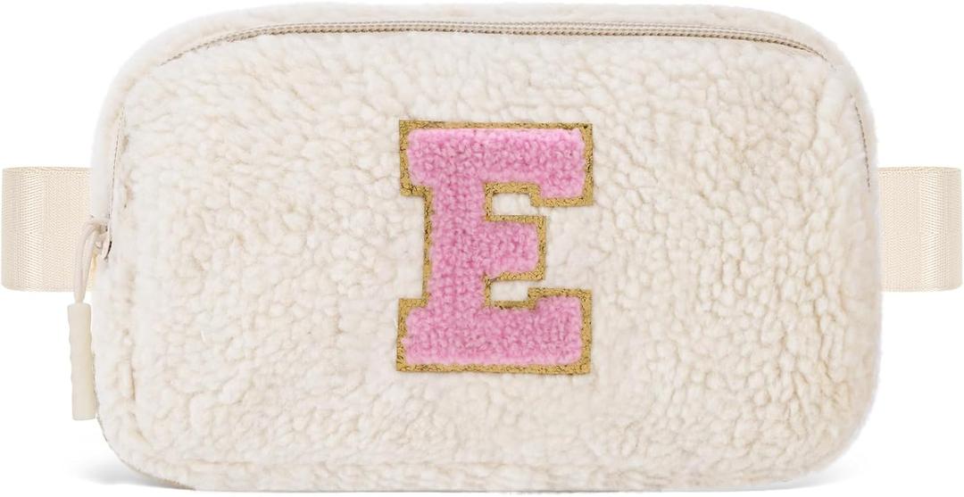 Uygafly Birthday Graduation Gifts for 5 6 7 8 9 10 11 12 13 14 15 16 Year Old Girl,Initials Fanny Pack Crossbody Bag for Girls Kids,Trendy Cute Purse Stuff - E,Cream