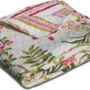 Greenland Home Butterflies 100% Cotton Quilted Botanical Throw Blanket