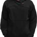 Floral Find Men's Long Sleeve Fleece Hoodies Button Up Sweatshirt Loose Fit Fall Winter Pullover Top (Black)