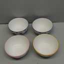 Ceramic Cereal Bowl Set of 4 - Colorful Porcelain Soup Bowls with Floral Patterns - 6-Inch Perfect for Serving Breakfast, Salad, Oatmeal, Rice - 23.6 OZ (700 ml)