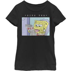 Nickelodeon Spongebob Squarepants Bob Sips Truth Girls Short Sleeve Tee Shirt (Medium, Black) Nickelodeon Spongebob Squarepants Bob Sips Truth Girls Short Sleeve Tee Shirt (Medium, Black)