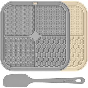 ChefAide 2 Pack Lick Mat for Dogs,Cats,Upgraded 8.58.5 inches Licking Mats with Suction Cups,Slow Feeder Licking Pad for Anxiety Relief and Boredom Reducer,Suitable for Dog Training Set 2