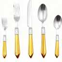 HiFind 40 Piece Silverware Set Service for 8, Flatware Set, Premium Stainless Steel Cutlery, Mirror Cutlery Utensil Set, Polished Include Fork Knife Spoon, Dishwasher Safe (Yellow, 40Piece for 8)