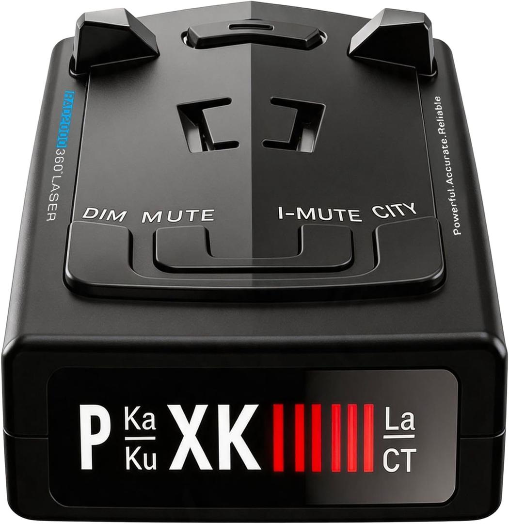 Radar Detector, Radar Detectors for Cars, Up to 1100 Yards Long Range Detection, X/K/Ka/KU/ST/CT Band & Laser Detection with Voice Alert, Intelligent False Alert Filter, Includes Suction Cup Mount