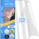DTF Transfer Film Roll 24 Inch x 328 FT for Double-Side Matte Clear Pretreat Sheets, PET Heat Transfer Paper for Inkjet Printer Direct Print(Hot & Cold Peel)