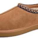 Slippers for Women Genuine Suede Water Resistant Women's Slippers with Memory Foam and Faux Fur Lining Comfy Furry Shoes Gifts for Women Footwear (9, Brown)