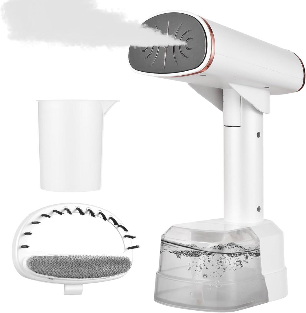 LANRU Handheld Steamer for Clothes 1500 Watts 20s Fast Heat-up 2 Modes 400ml Water Tank Portable Foldable Fabric Steamer for Travel/Home/Office, White