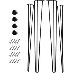 40 Inch Hairpin Legs for Furniture Set of 4, Heavy Duty 3 Rod Metal Table Legs with 3/8" Black Solid Iron, DIY Hair Pin Leg for Counter Bar Stool, Console and Entryway Table, Plant Stand