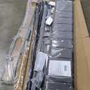 King Size Platform Bed Frame with LED Lights, Grey Upholstered Headboard with 2-Tier Storage Shelves, Charging Station, Noise Free, No Box Spring Needed, Easy Assembly