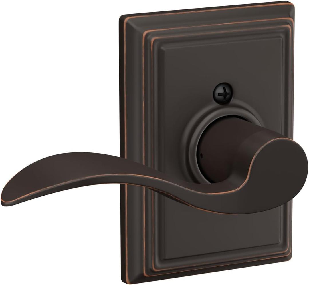 SCHLAGE Accent Lever with Addison Trim Non-Turning Lock in Aged Bronze - Right Handed - F170 ACC 716 ADD RH