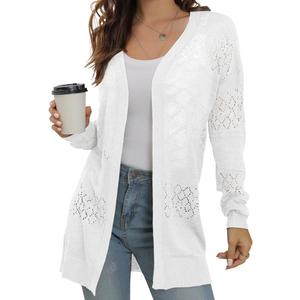 GRECERELLE Women's Lightweight Crochet Long Sleeve Loose Casual Open Front Cardigan Drape Sweaters Boho Summer Beach Coverups (XX-Large)