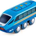 Hape Remote Control Engine Train | Kids Railway Toy, App or Button RC Vehicle with 5 Playable Sounds, Rechargeable Battery Feature, Blue