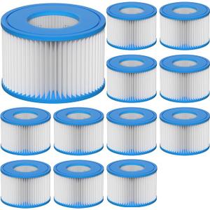 Type VI Hot Tub Filter Cartridge Compatible with Lay-Z-Spa, Coleman SaluSpa 90352E, 58323E, 58323 Swimming Pool Pump,
 Pack of 12