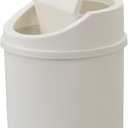 Lesbin 0.5 Gallon Plastic Tiny Trash Can with Swing Lid, Mini Desktop Waste Can, White