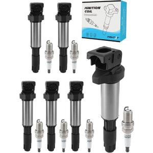 TAUTOY Set of 6 UF522 Ignition Coil Pack & Iridium Spark Plug (2.5 3.0L) 2001-2008 For BMW 320i 325Ci 325i 325xi 330Ci 330i 330xi 525i 530i 760i 760Li M3 X3 Z3 Z4,Replace # UF515 UF44 12137551260