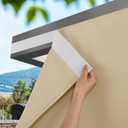 NICETOWN 2 Panels Rod-Free Outdoor Curtains for Patio Waterproof, Sticky Top & Back Tab Bottom with Free Rope for Wind Resistance, Weatherproof Drapes for Gazebo/Porch, W52 x L84 in, Biscotti Beige