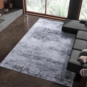 Toneed Abstract Area Rug Modern Washable Rug Soft Non Slip Rug Low Pile for Bedroom Living Room Dining Room Grey 4x6 Feet (4x6Feet)