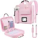 Zipper Binder 3 Ring 3-inch with Shoulder Strap & Backpack Straps, 700 Sheets Capacity Multiple Pockets Large Zip Up Binder File Folder Bag Fits 13 Inch Laptop, Pink