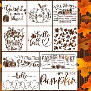 Fall Stencils for Crafts Reusable Pumpkin Stencil Hello Fall Stencils for Painting on Wood Signs Door Hanger Canvas Fabric DIY Crafts
