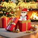 2 x Funny Crochet Santa Claus Christmas Gift,Xmas White Elephant Gifts Stocking Stuffers for Adult Kids Daughter Son Best Friend Teens Girls Boys,Handmade Christmas Decorations for Tiered Tray Office Desk