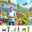 Backyard Barbecue Party 500 Piece Jigsaw Puzzle for Adults with A-F Letters on Back Fun Family Challenge Seniors Puzzle for Game Night Gifts Home Decor (23"×15")