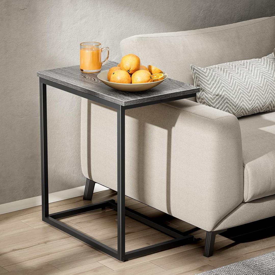 Pipishell C Shaped End Table 27 Inches High, Side Table for Couch Slide Under, Sofa Side Table for Living Room, Wood 2 Pack