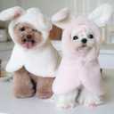 YQYS Pet Ponchos, Warm Plush Poncho for Small Breeds Dogs and Cats, Easter Outfit for Dog, Rabbit Costume for Puppy, Dog Bunny Costumes, Teacup Puppy Clothes for Chihuahua Yorkie Pink Bunny Large