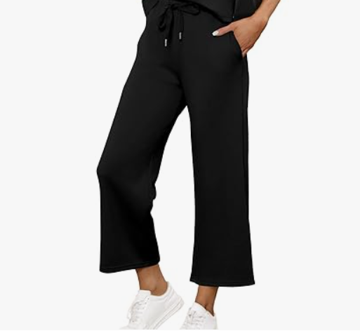 SAMPEEL for Women Summer Outfits Tops Wide Leg Crop Pants Vacation Travel Outfits M Woman's Pants Black