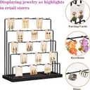 DGWJSU Earring Display Stands for Selling, Earring Rack Display Holder Stand, Jewelry Display for Selling Earring Cards, Bracelets, Hair Accessories, Rings, Necklaces (Black Wood, Common Size)